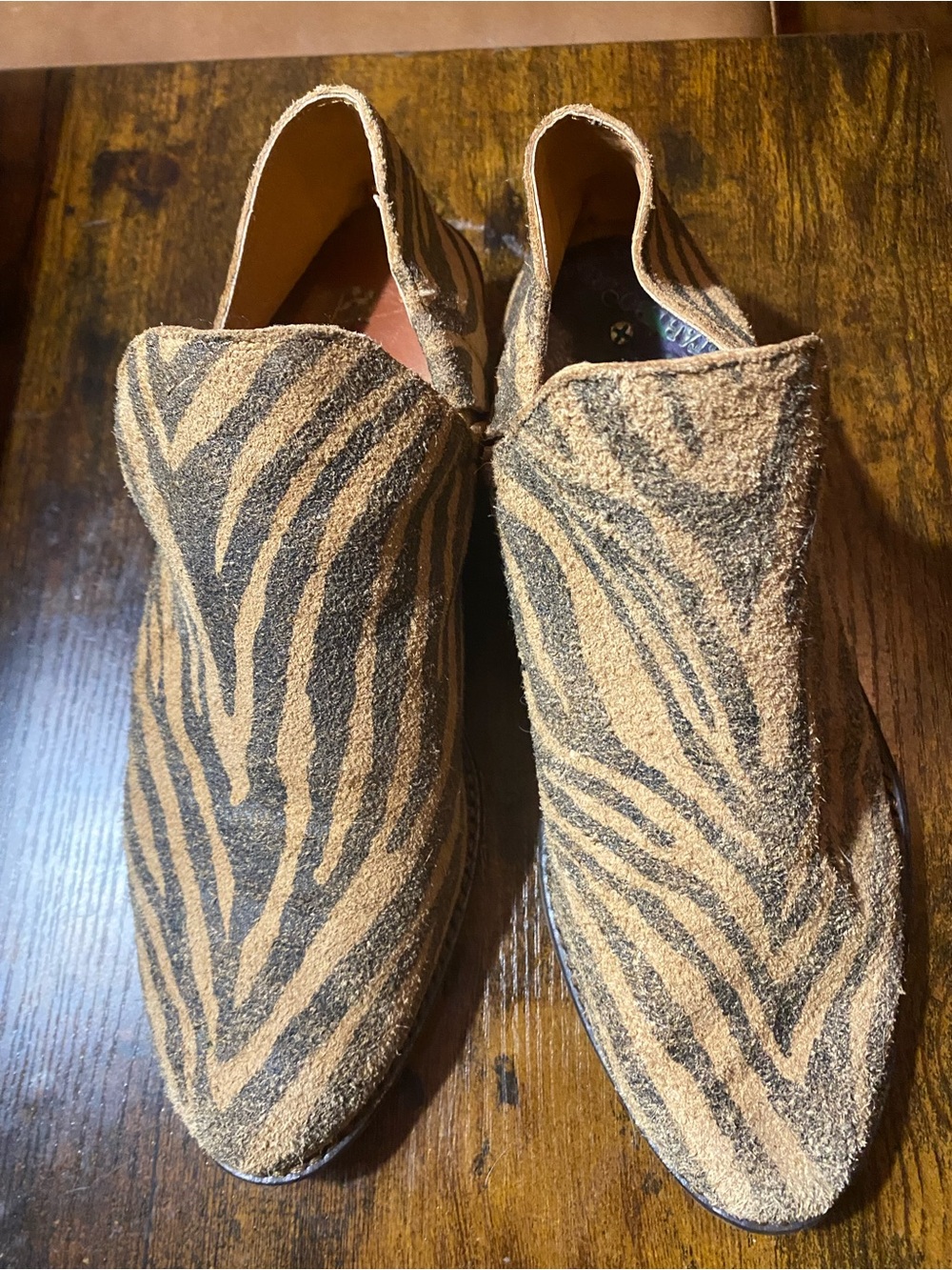 Lucky Brand Tan and Black Zebra Suede Ankle Booties